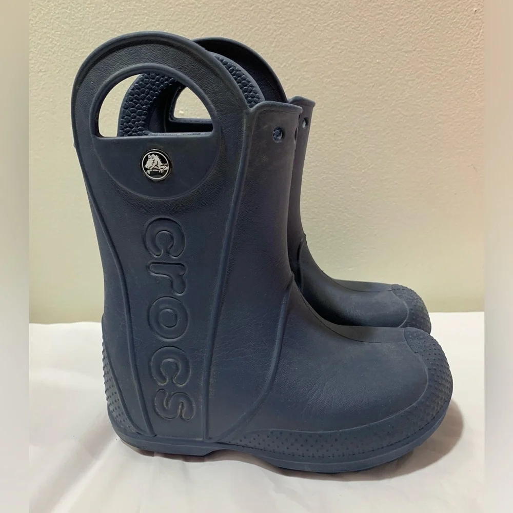 CROCS Kids Navy Blue Rain & Snow Boots - Picture 1 of 4